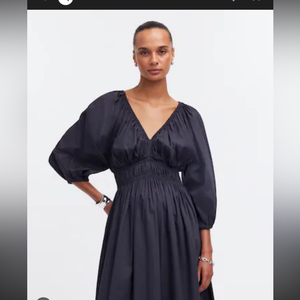 Madewell V neck balloon sleeve maxi Black Long Sleeve Dress - Picture 2 of 12